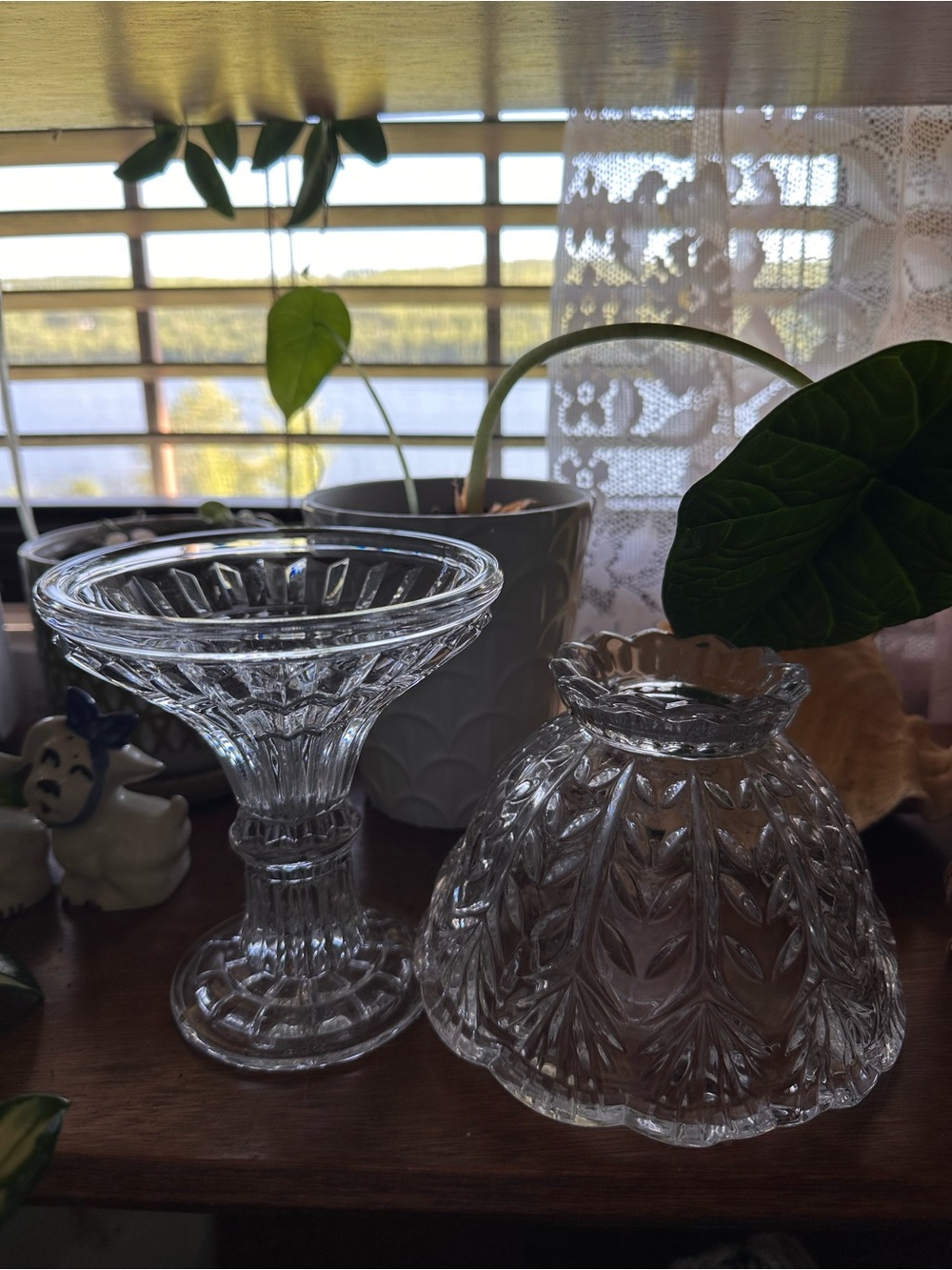 Pressed Glass Table Lamp Shade & Base - Clear - Picture 2 of 3
